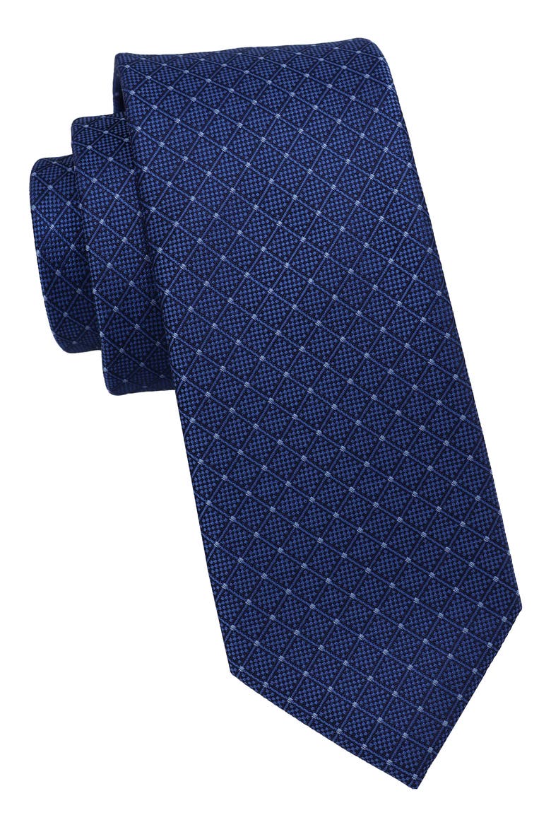 Textured Grid Dot Tie, Main, color, NAVY/ BLUE