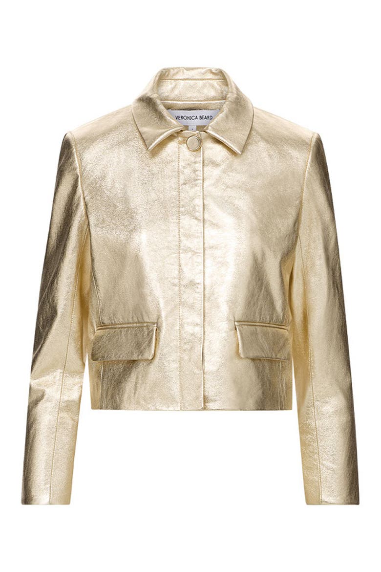 Imogen Metallic Leather Jacket, Alternate, color, GOLD