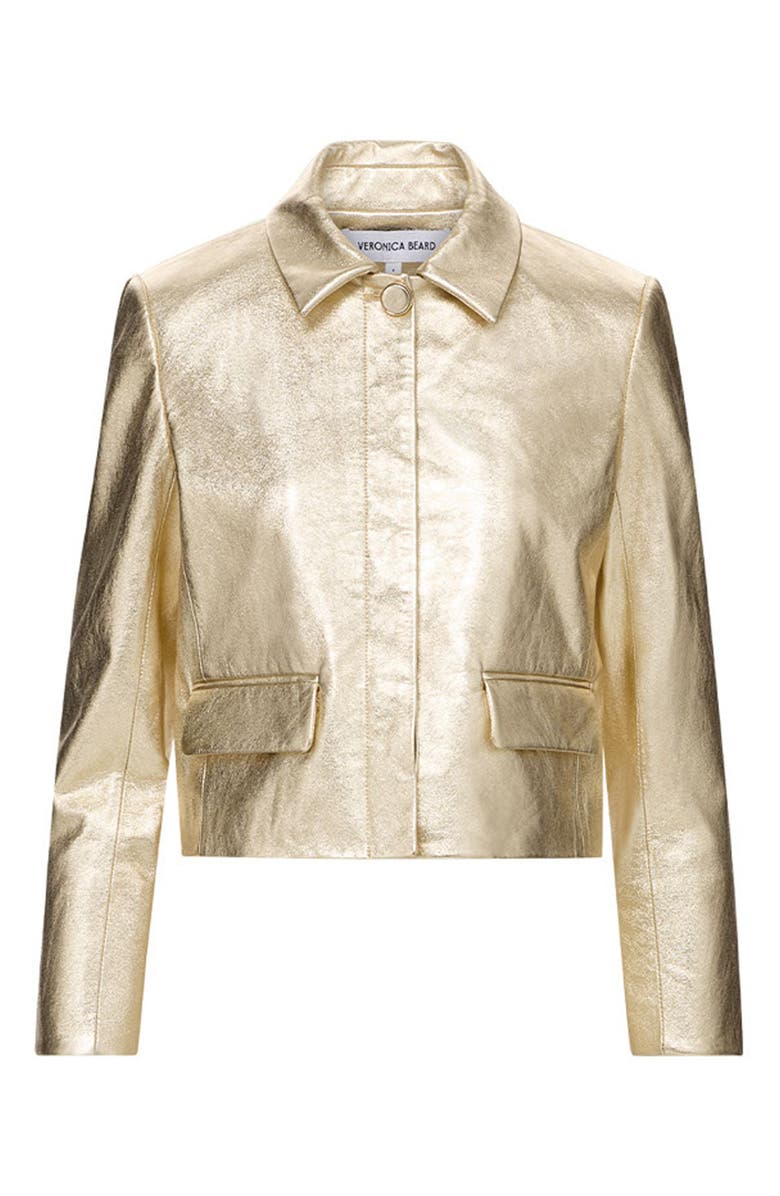 Veronica Beard Imogen Metallic Leather Jacket, Alternate, color, Gold
