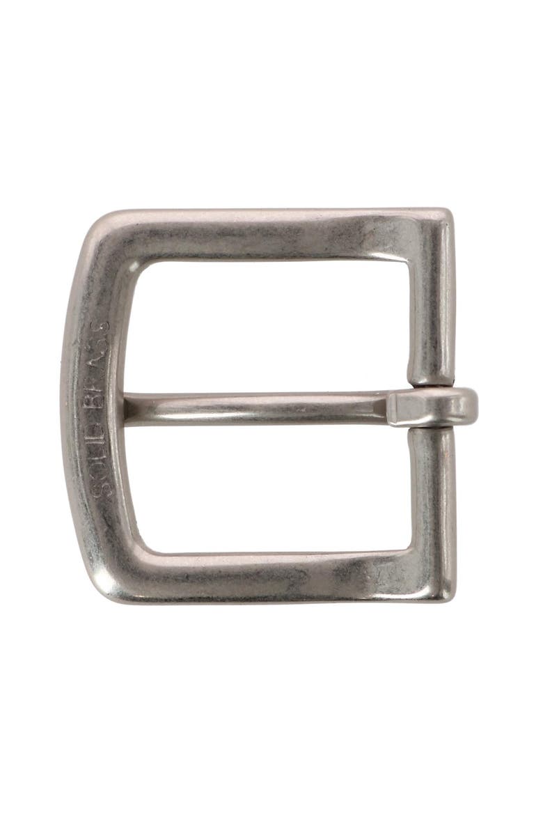 32mm Soft Edged Solid Brass Brushed Nickel Single Prong Buckle, Alternate, color, Silver
