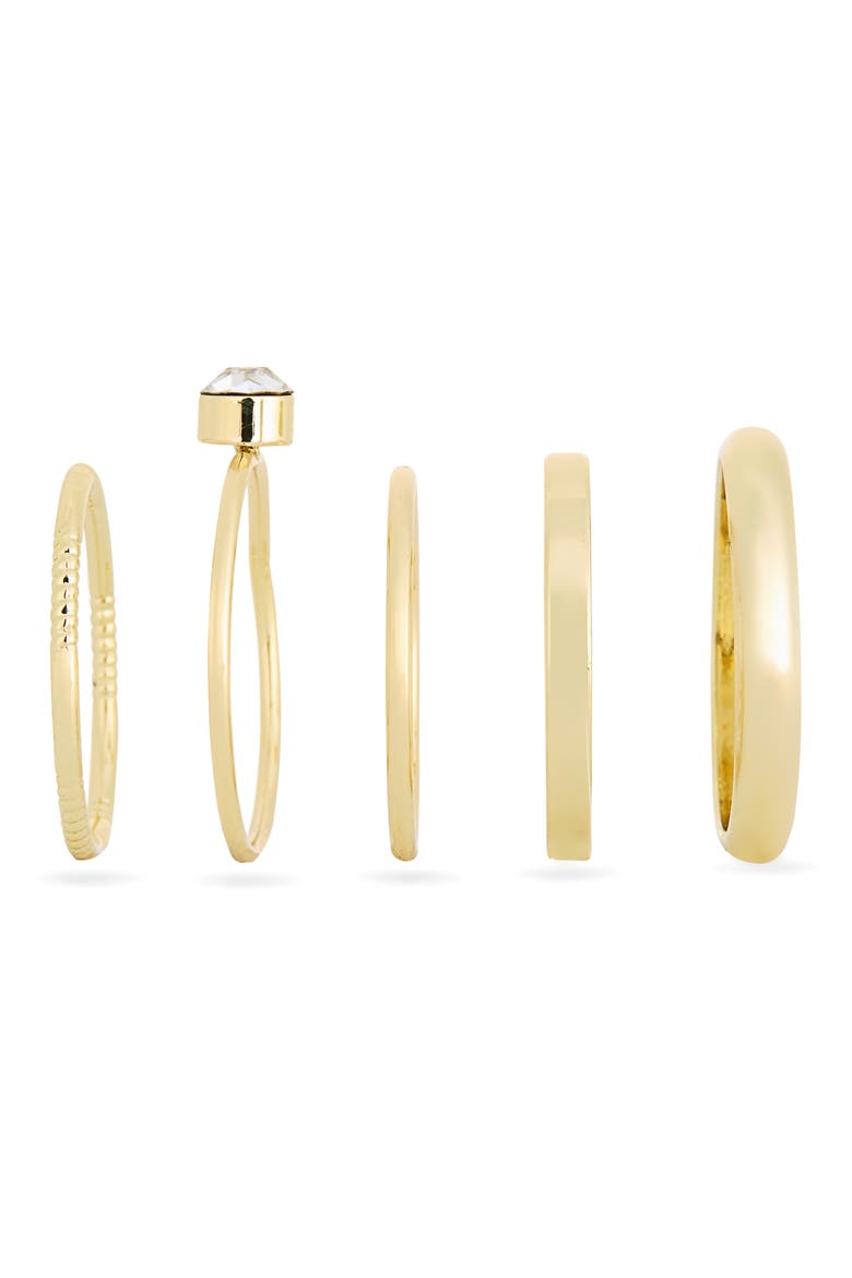 Set of 5 Oval Cubic Zirconia Rings, Alternate, color, CLEAR- GOLD