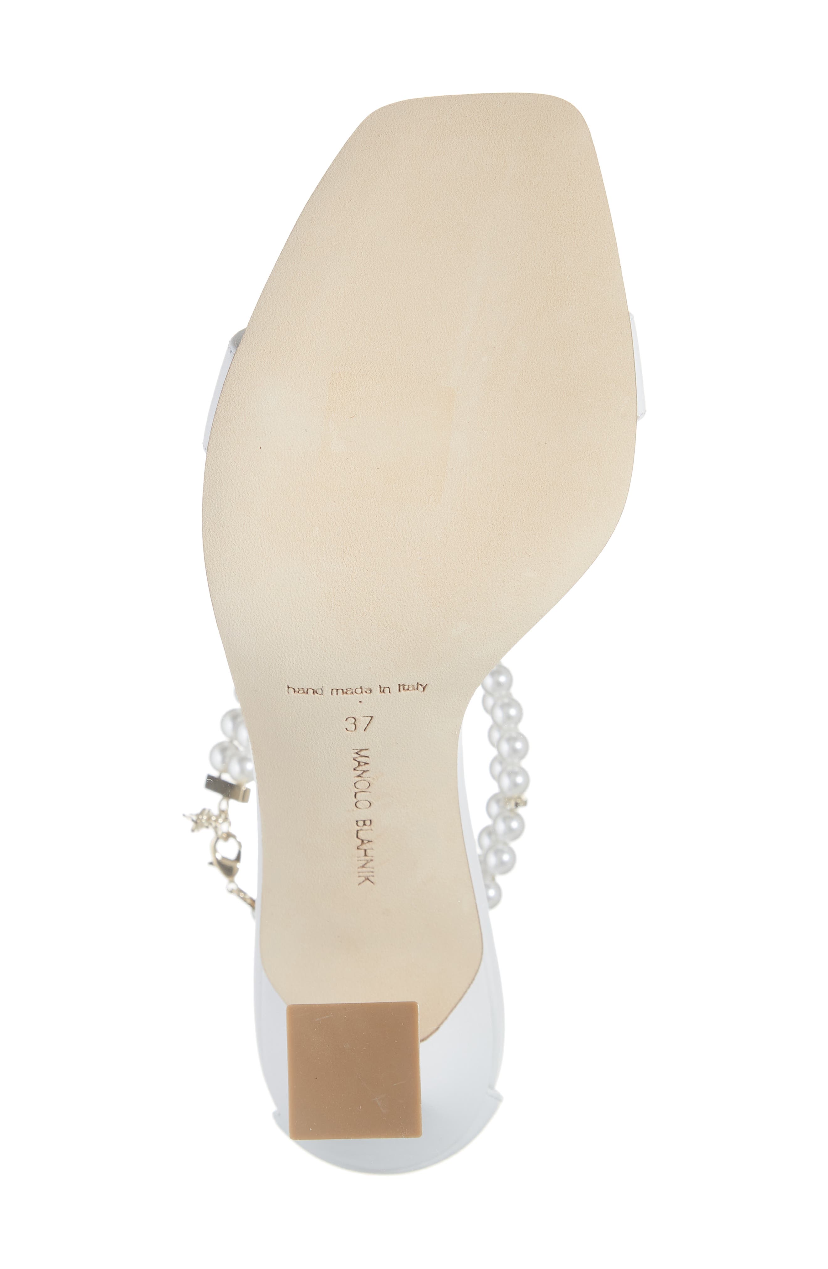 Charona Imitation Pearl Ankle Strap Sandal, Alternate, color, WHITE