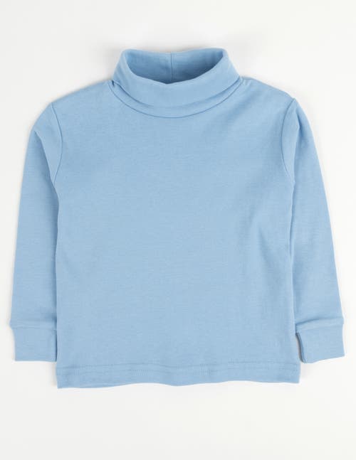 Leveret Kids Turtleneck, 100% Cotton, Solid Colors In Blue