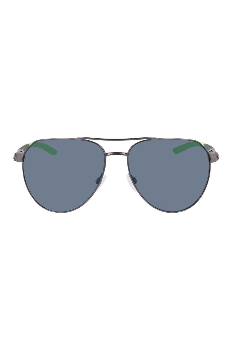 Nine 60mm Aviator Sunglasses, Main, color, SATIN GUNMETAL/ GREY SLVR