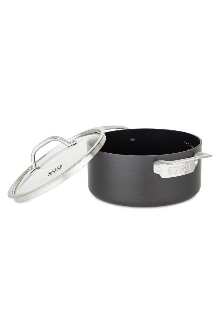 4-Quart Hard Anodized Nonstick Soup Pot with Lid, Alternate, color, DARK GREY