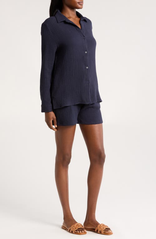 Nordstrom Double Gauze Shirt & Shorts Cover-up Set In Navy Blazer