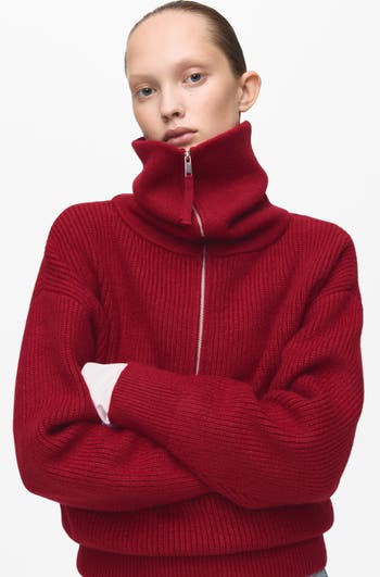 MANGO Rizin Rib Half Zip Sweater | Nordstrom