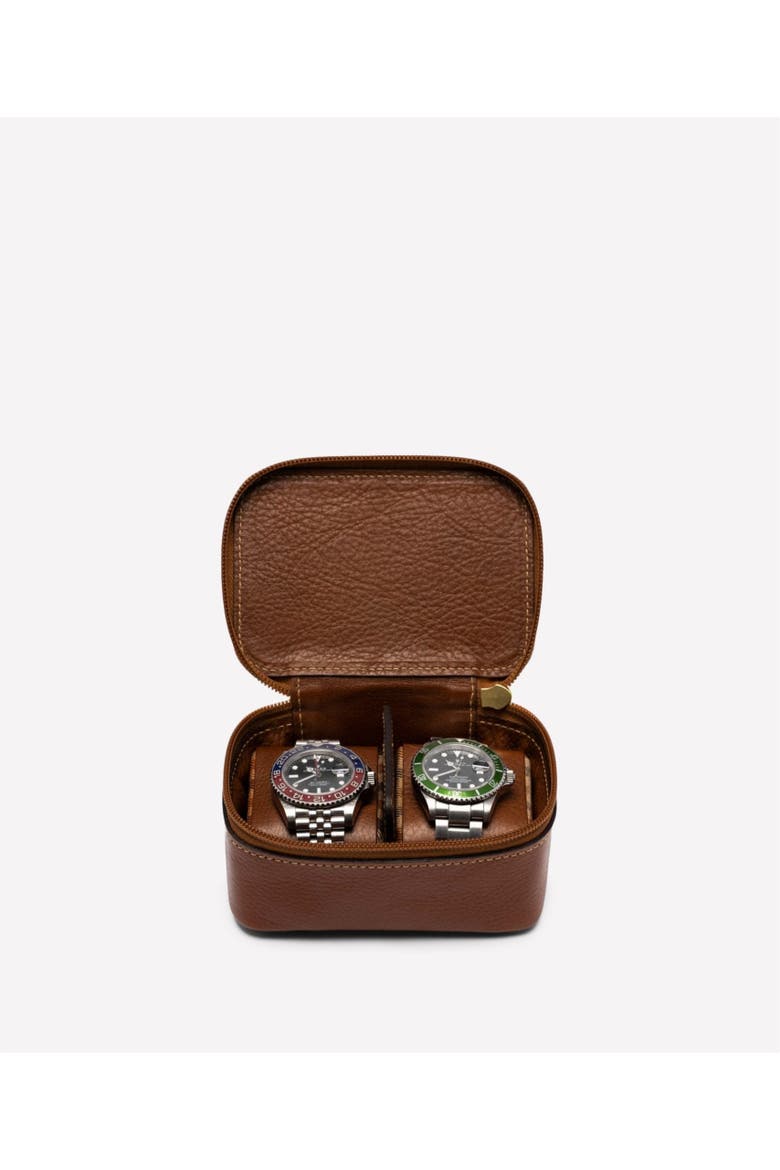 Travel Watch Case No. 257, Alternate, color, Vintage Chestnut Leather
