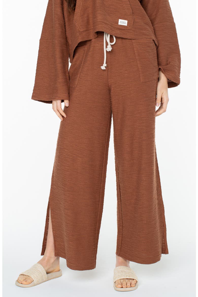 Beach Breeze Split Hem Pants, Main, color, CAROB BROWN