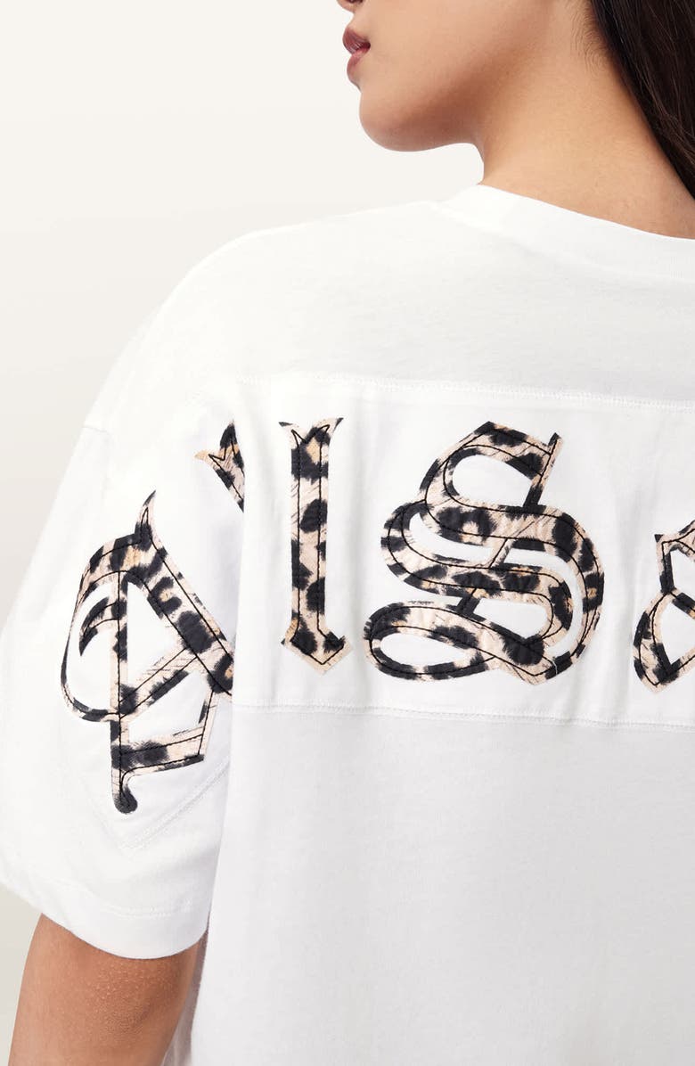 AllSaints Fuse Etta Oversize Appliqué Cotton Graphic T-Shirt, Alternate, color, Optic White