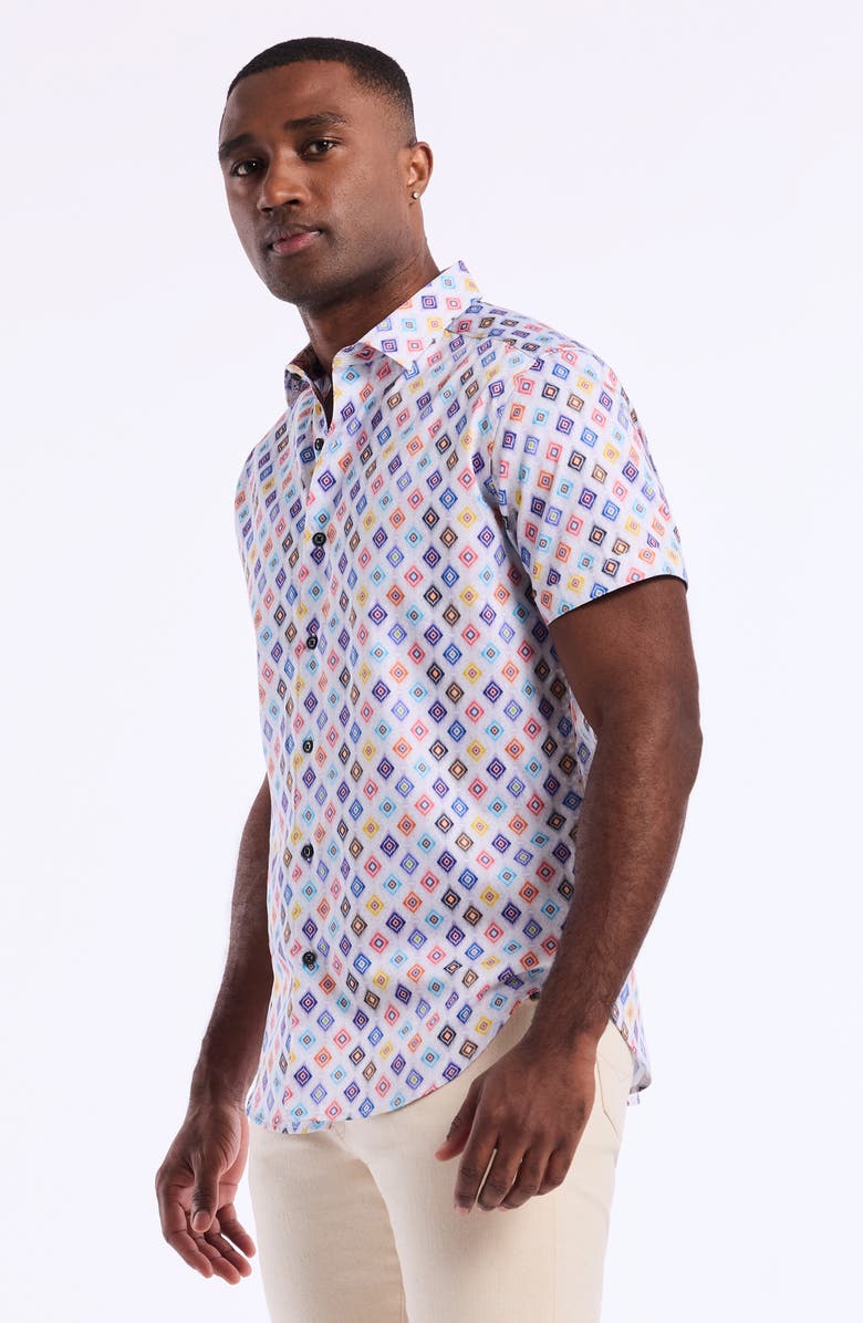 Robert Graham Peterman Short Sleeve Cotton Button-Up Shirt, Alternate, color, Multi