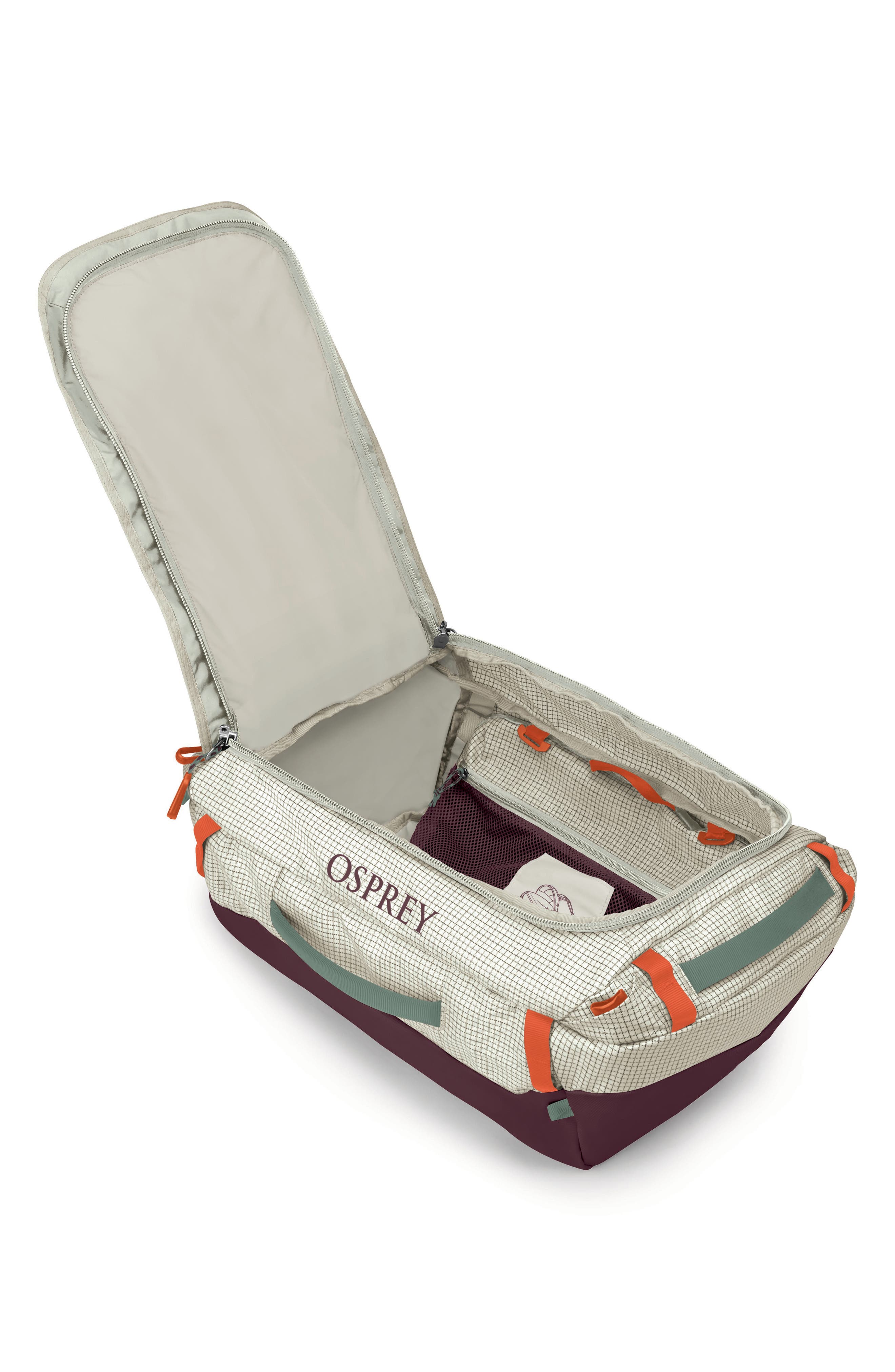 Transporter 40-Liter Duffle Carry-On Luggage, Alternate, color, MYSTERY WHITE/ MOODY BURGUNDY