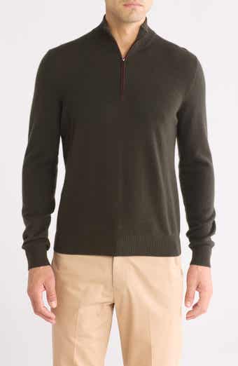 Amicale Cashmere Quarter Zip Pullover w/ Piping
