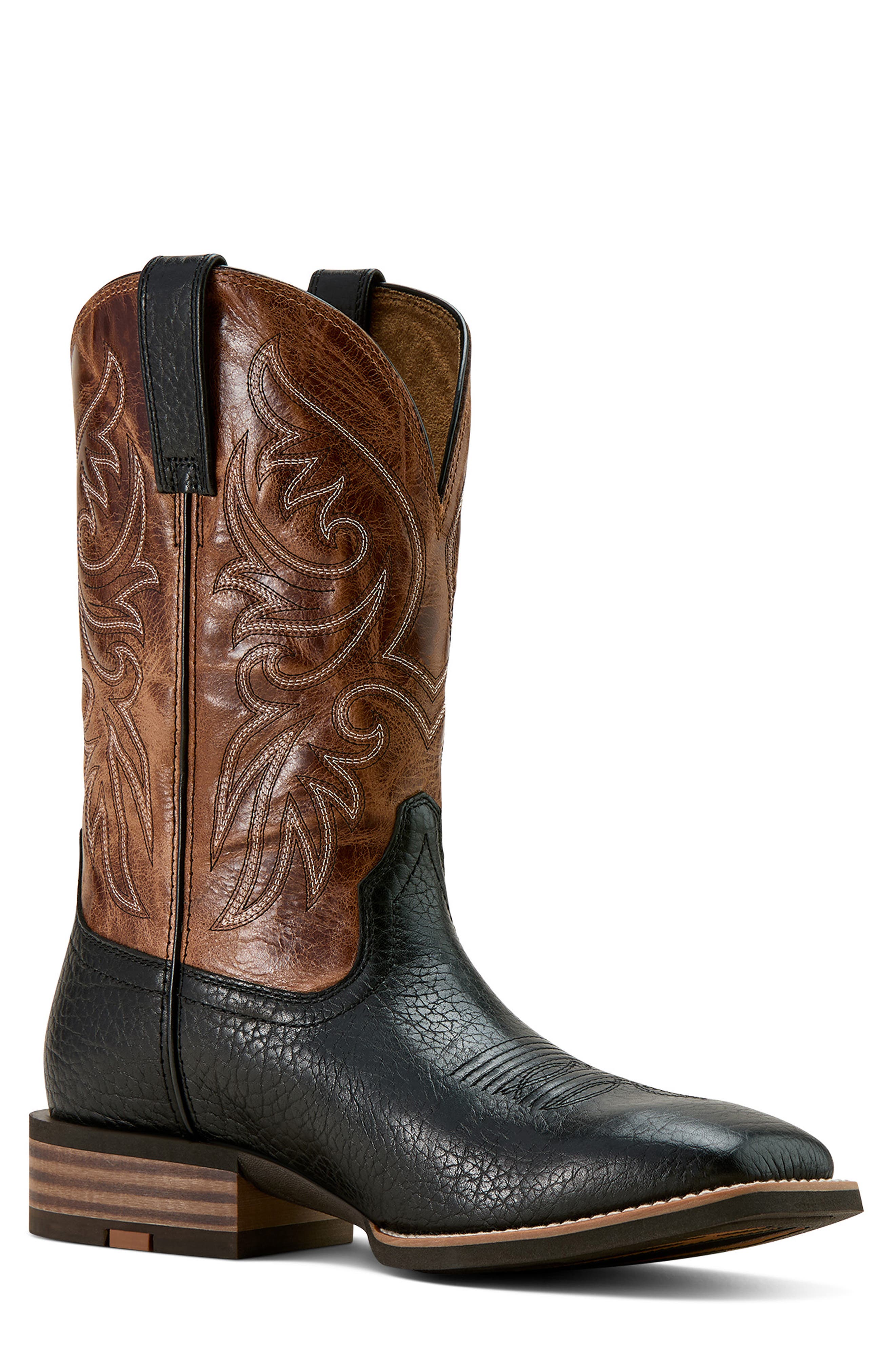 Slingshot Wide Square Toe Cowboy Boot, Alternate, color, BLACK