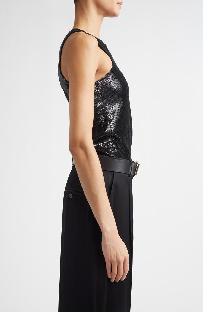 TOTEME Curved Sequin Tank, Alternate, color, Black