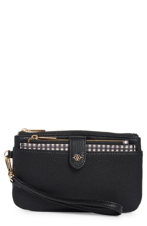 Faux Leather Wristlet with Card Case