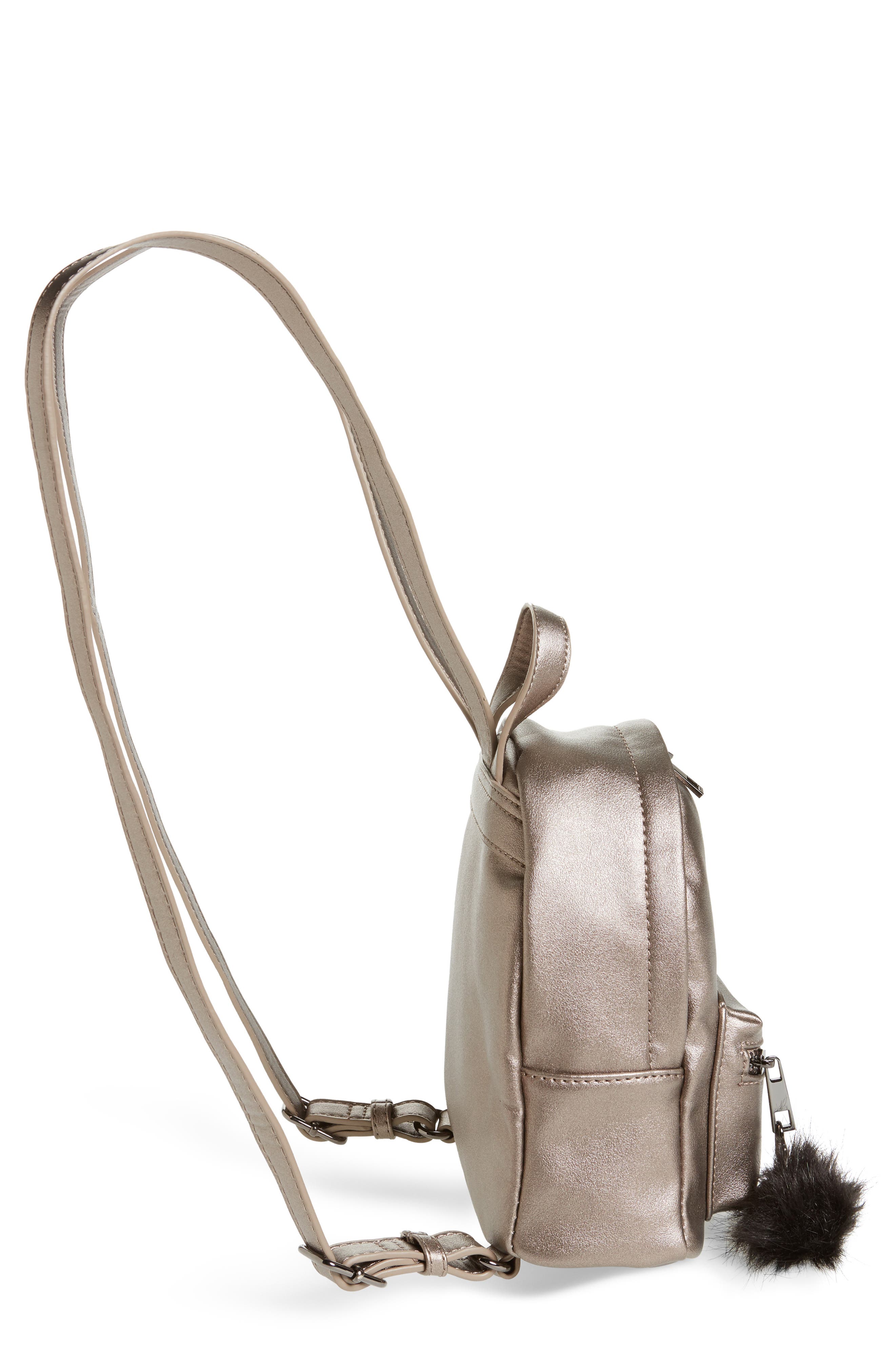 Faux Leather Mini Backpack, Alternate, color, PEWTER