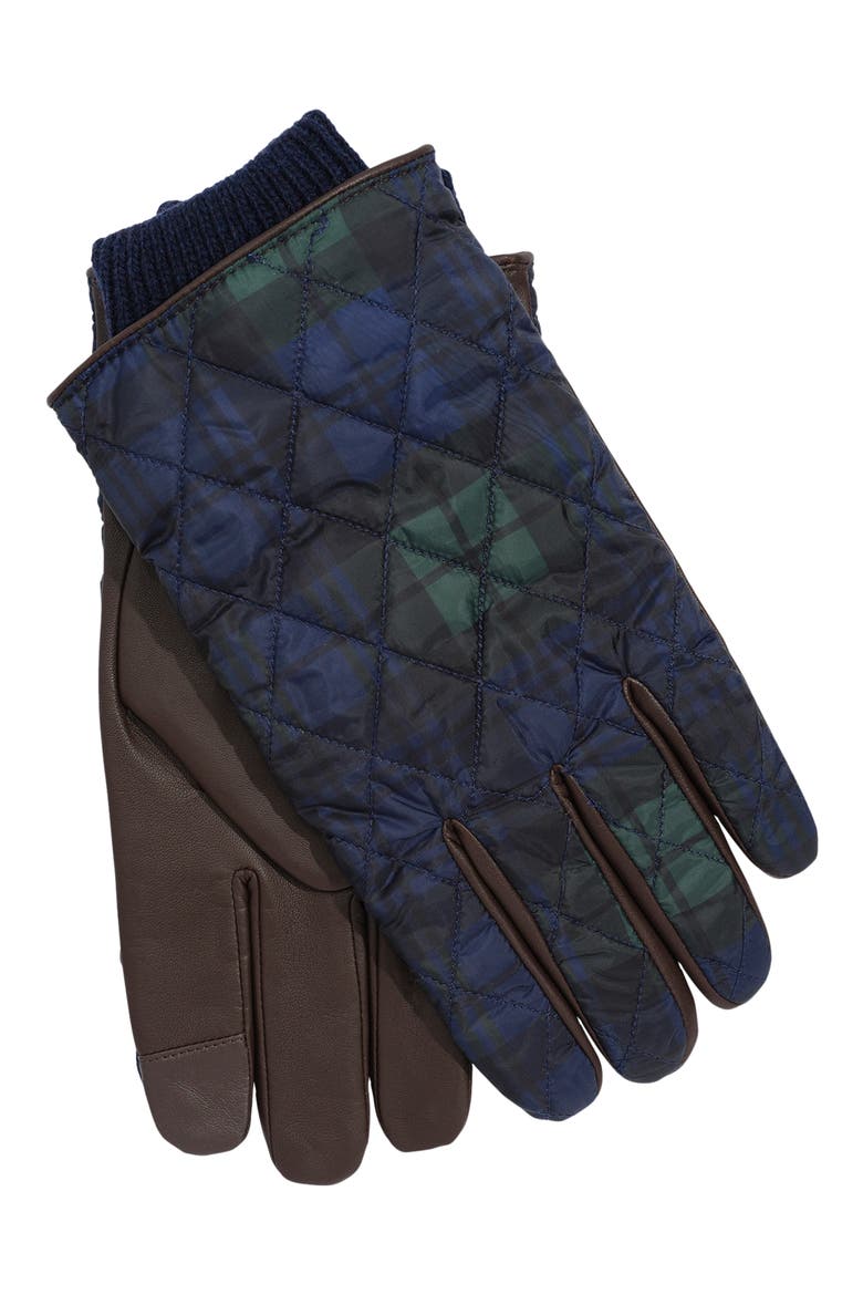 Plaid Quilted Tech Gloves, Alternate, color, BLACKWATCH