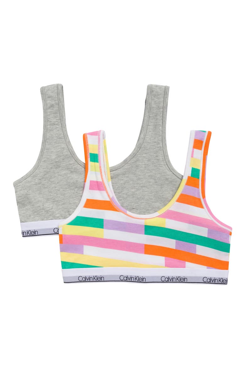 Modern Cotton Bralettes - Pack of 2, Main, color, WHITE MULTI/ GREY