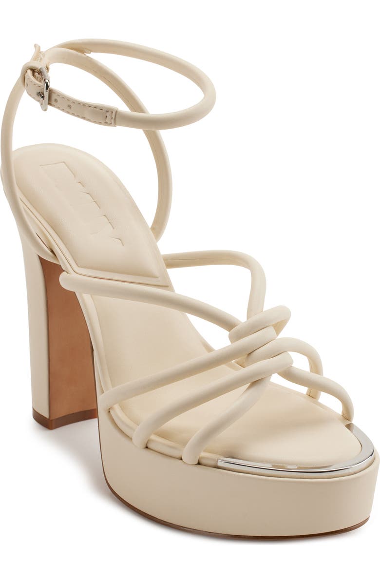 DKNY Delicia Ankle Strap Platform Sandal, Main, color, Silver