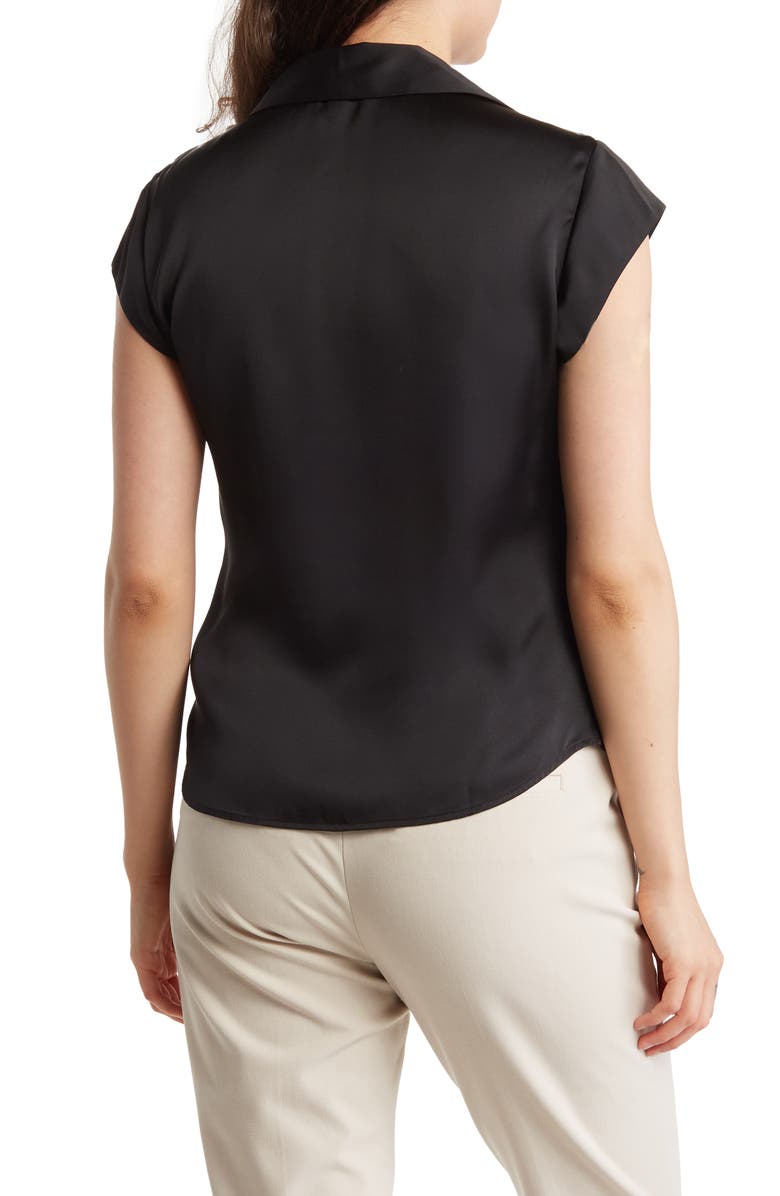 DR2 by Daniel Rainn Ruched Satin Button-Front Cap Sleeve Blouse, Alternate, color,