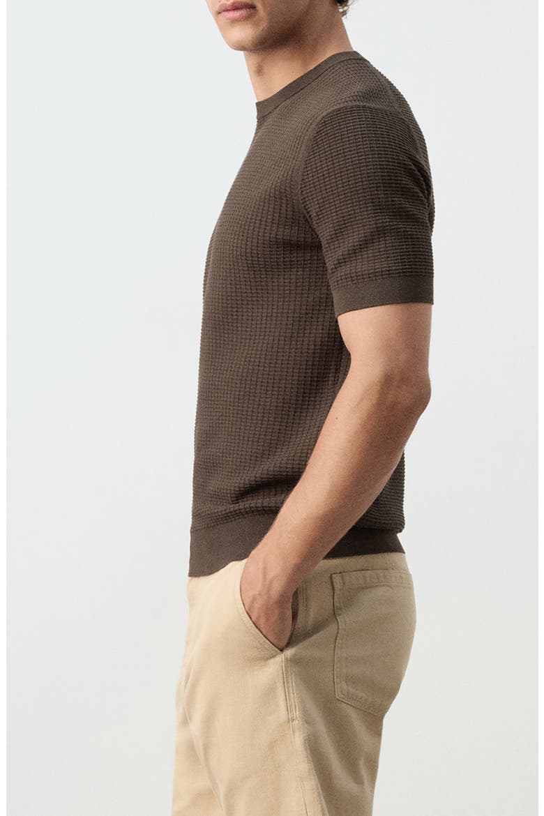Waffle Knit T-Shirt, Alternate, color, BROWN