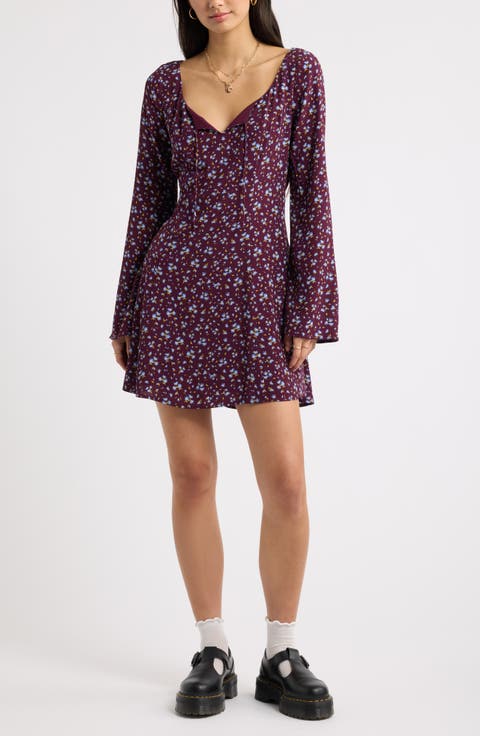 Scoop Neck Long Sleeve Minidress