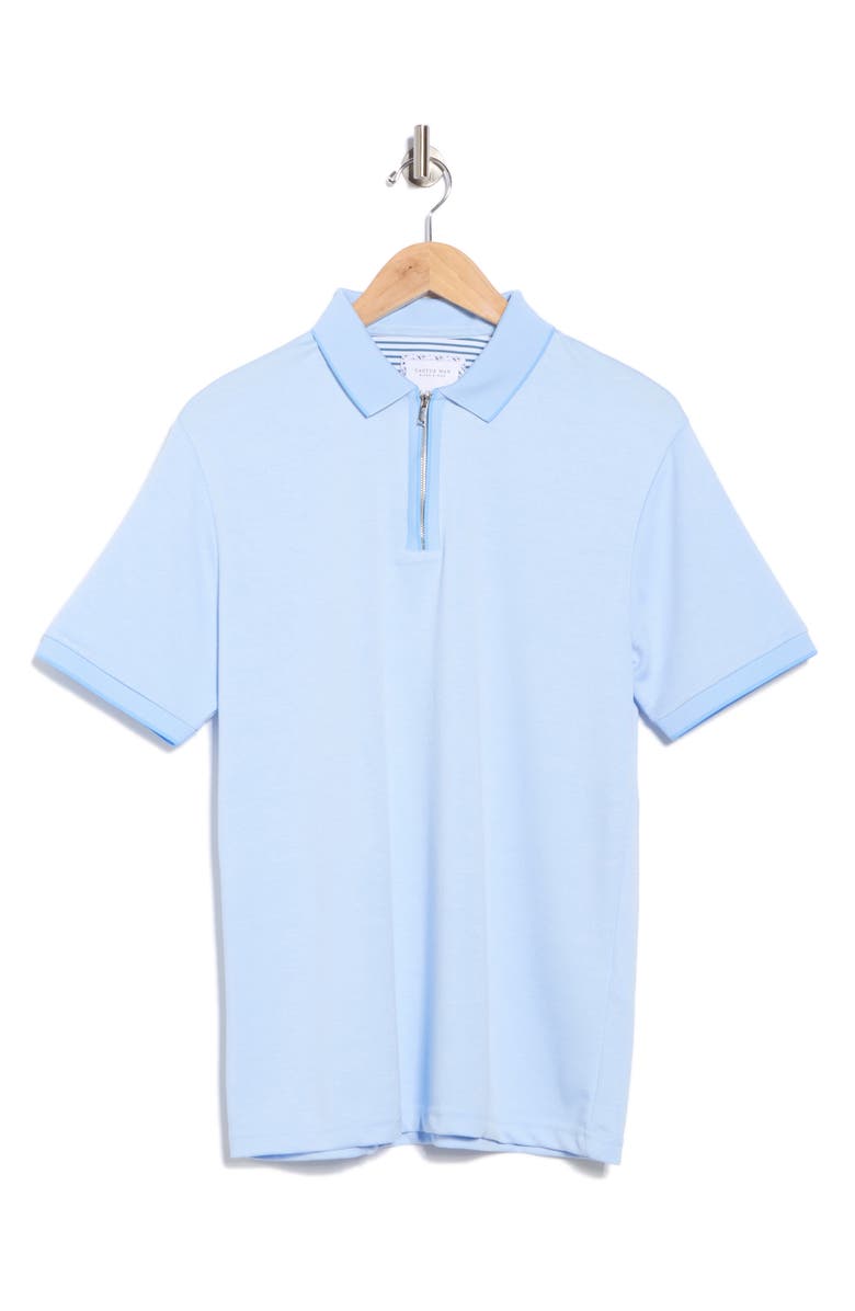 Cactus Man Tipped Half Zip Polo, Alternate, color, Light Blue