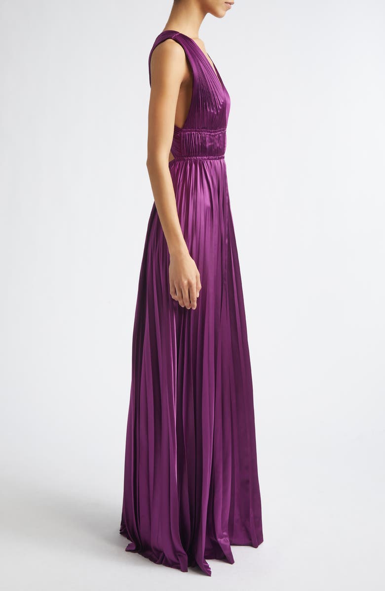 Ulla Johnson Lena Pleat Satin Gown, Alternate, color, Amaranth