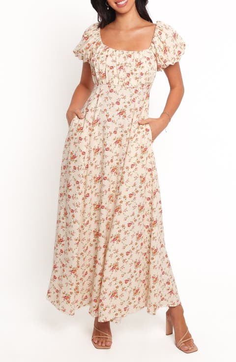 Marnie Floral Print Cotton & Linen Maxi Dress