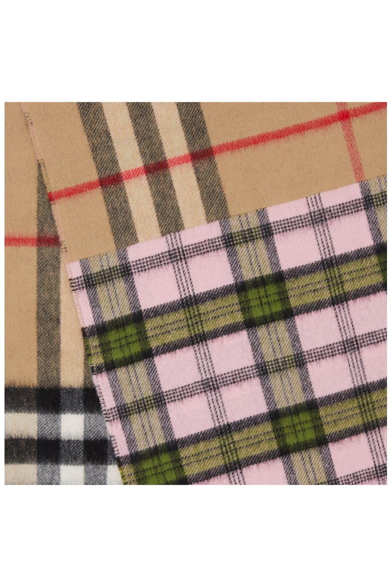 Found Check & Giant Check Cashmere & Merino Wool Scarf, Alternate, color, CANDY PINK