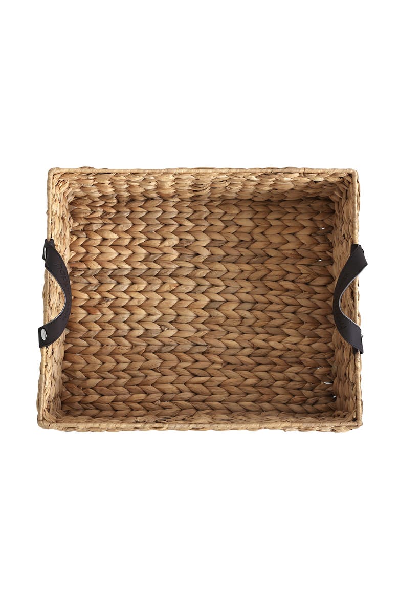 Adaline Classic Farmhouse Hand-Woven Hyacinth Rectangular Underbed Storage Bin with Wheels and Handles, Alternate, color, Natural