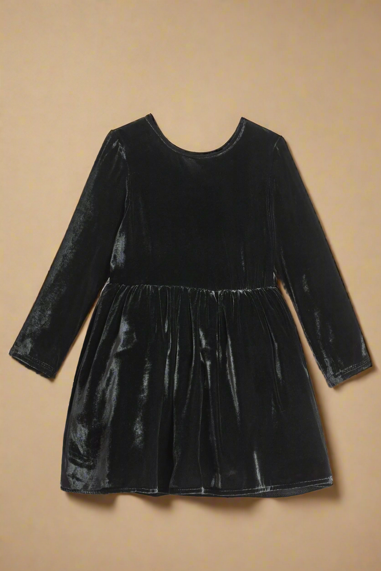 Velvet Dress for Girls, Alternate, color, Black