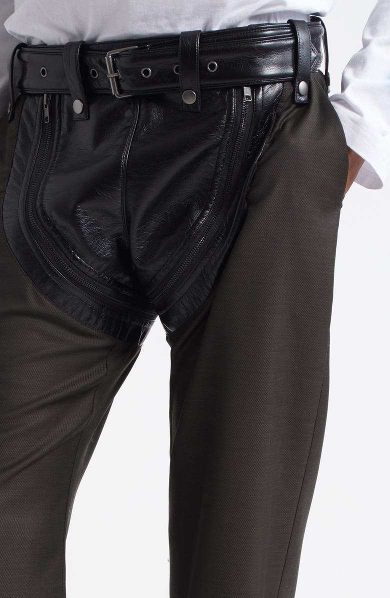 Martine Rose Zip Chap Mixed Media Pants, Alternate, color,