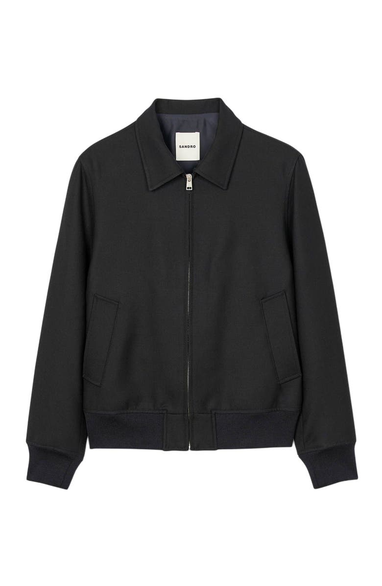SANDRO Casual zip-up jacket, Alternate, color, Navy Blue