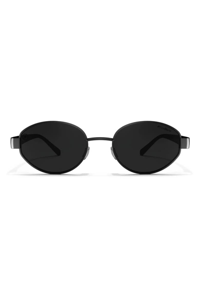 Azure 54mm Polarized Round Sunglasses, Main, color, JET BLACK