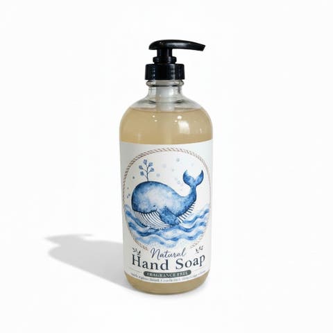 Natural Hand Soap in Glass Dispenser with Nautical Design