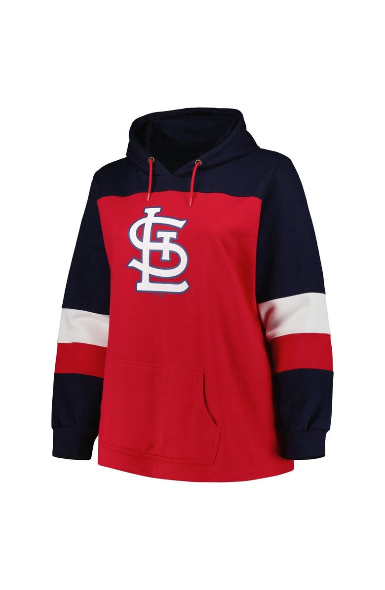 PROFILE Women's Red St. Louis Cardinals Plus Size Colorblock Pullover Hoodie, Alternate, color, Red