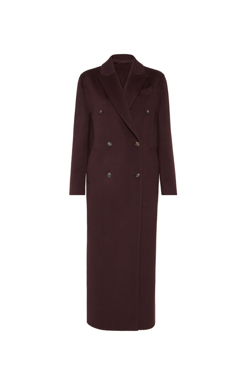 Brunello Cucinelli Brown Cashmere Coat With Monile Detailing In Brown