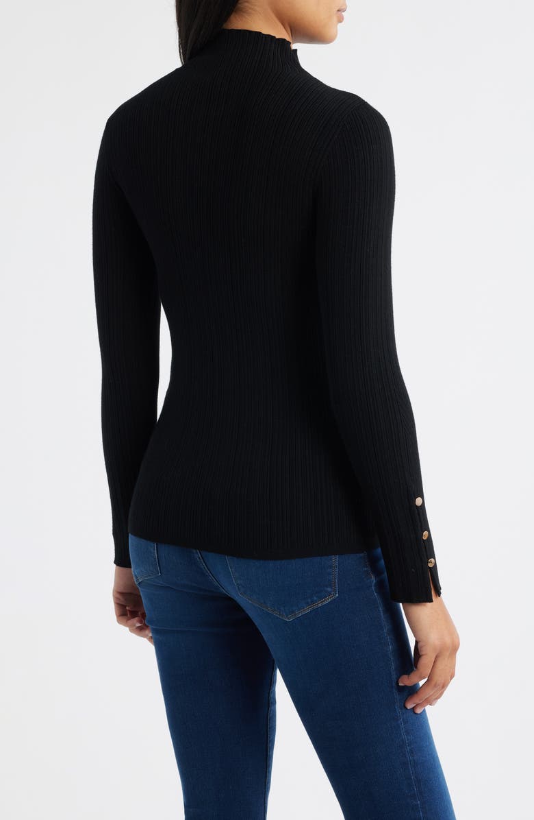 MARGARET O'LEARY Phoebe Mock Neck Rib Sweater, Alternate, color, Black