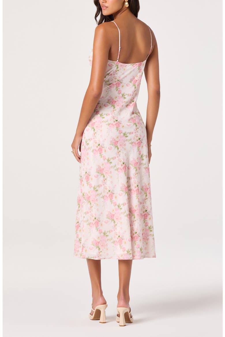 Liran Floral Lace Trim Midi Dress, Alternate, color, PINK FLORAL