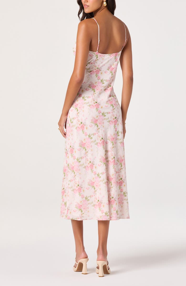 ASTR the Label Liran Floral Lace Trim Midi Dress, Alternate, color, Pink Floral