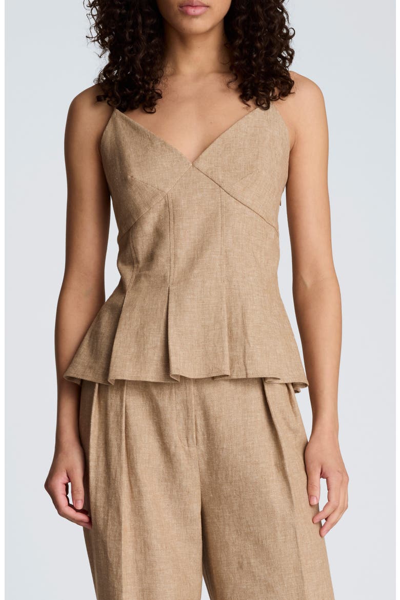 Pleat Hem Linen Blend Camisole, Main, color, MESA TAUP/MELANGE