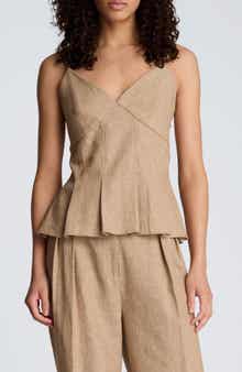 Pleat Hem Linen Blend Camisole