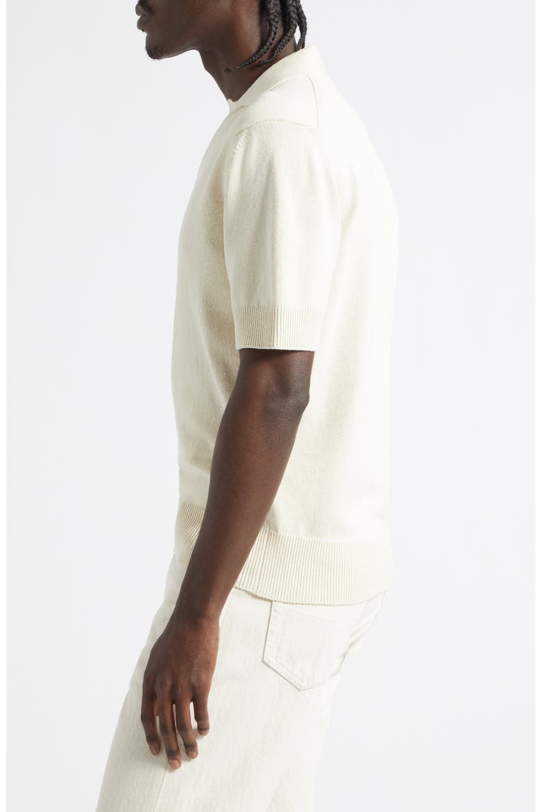 Short Sleeve Silk Polo Sweater, Alternate, color, ECRU