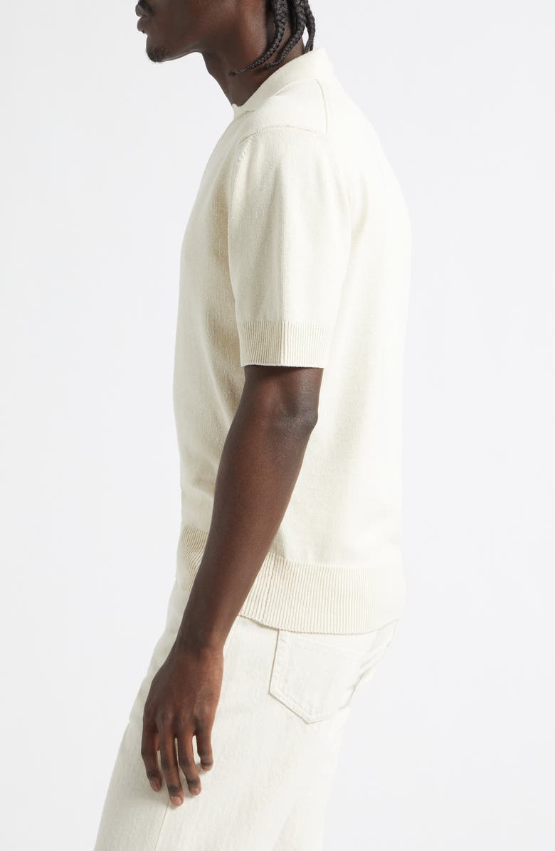 Drake's Short Sleeve Silk Polo Sweater, Alternate, color, Ecru