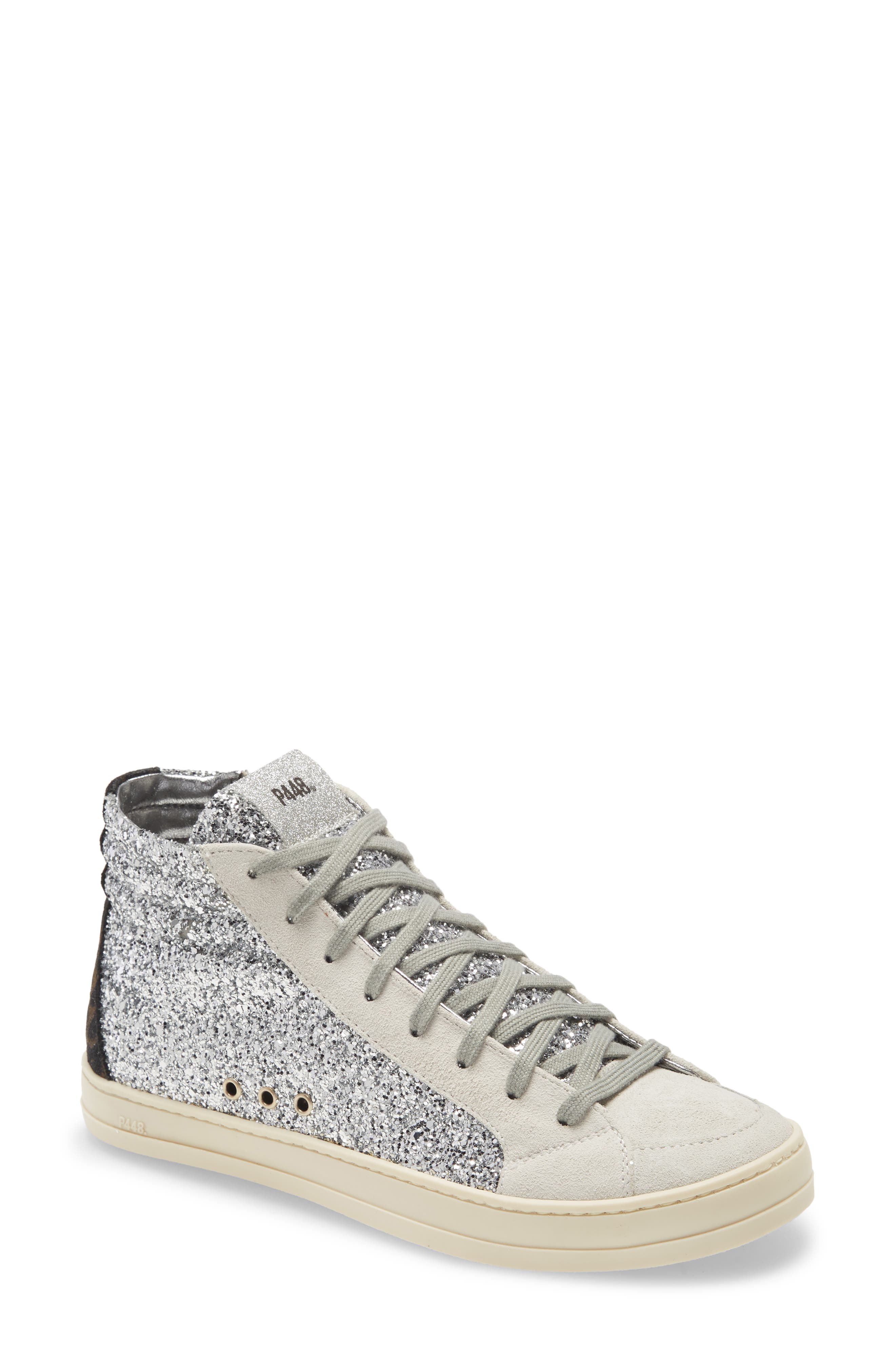 Skate Glitter High Top Sneaker, Main, color, SILVER GLITTER/ LEOPARD