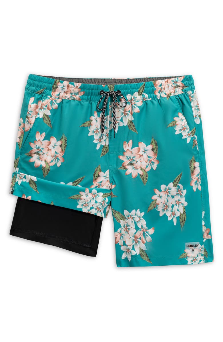 Hurley Malaga Volley Swim Trunks, Alternate, color, Teal Tint