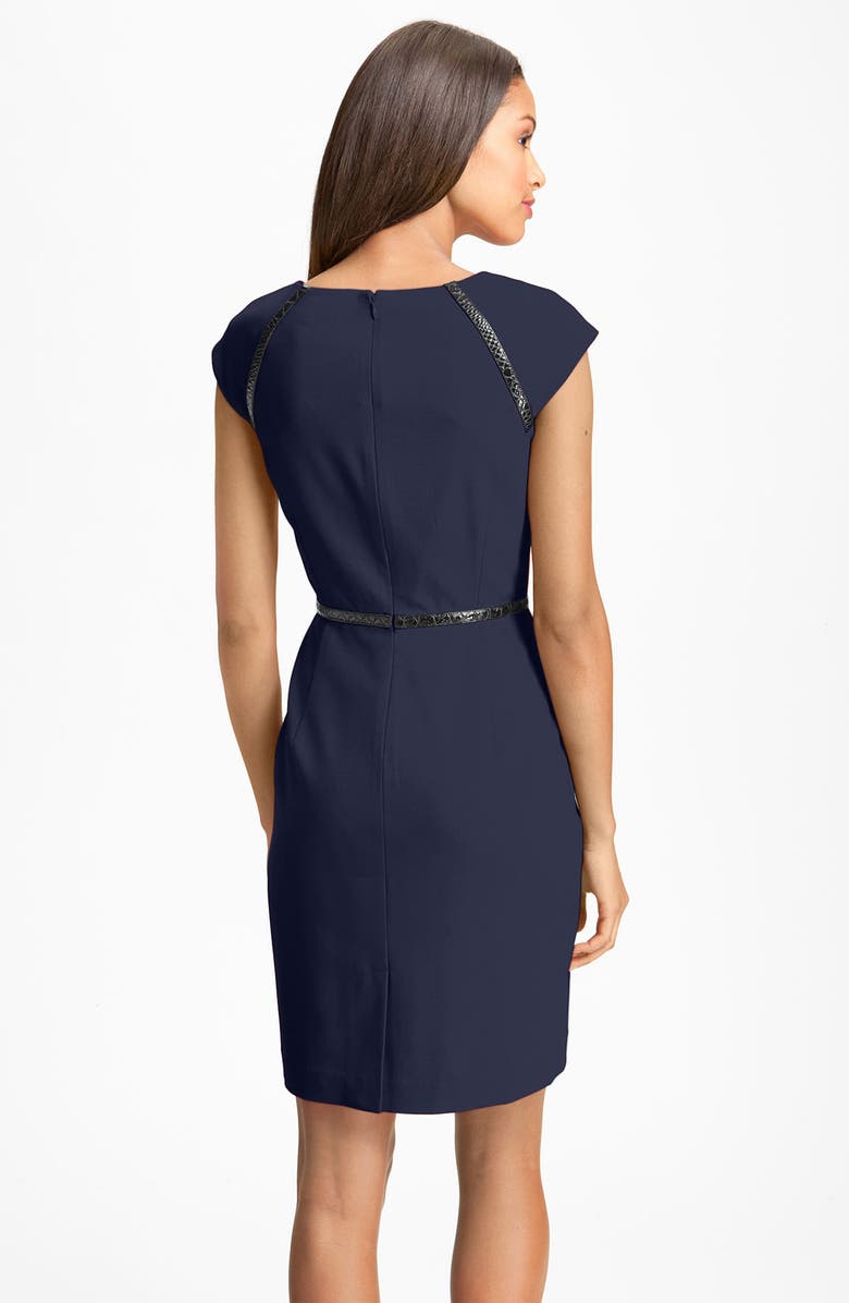 Calvin Klein Cap Sleeve Contrast Trim Sheath Dress, Alternate, color, 