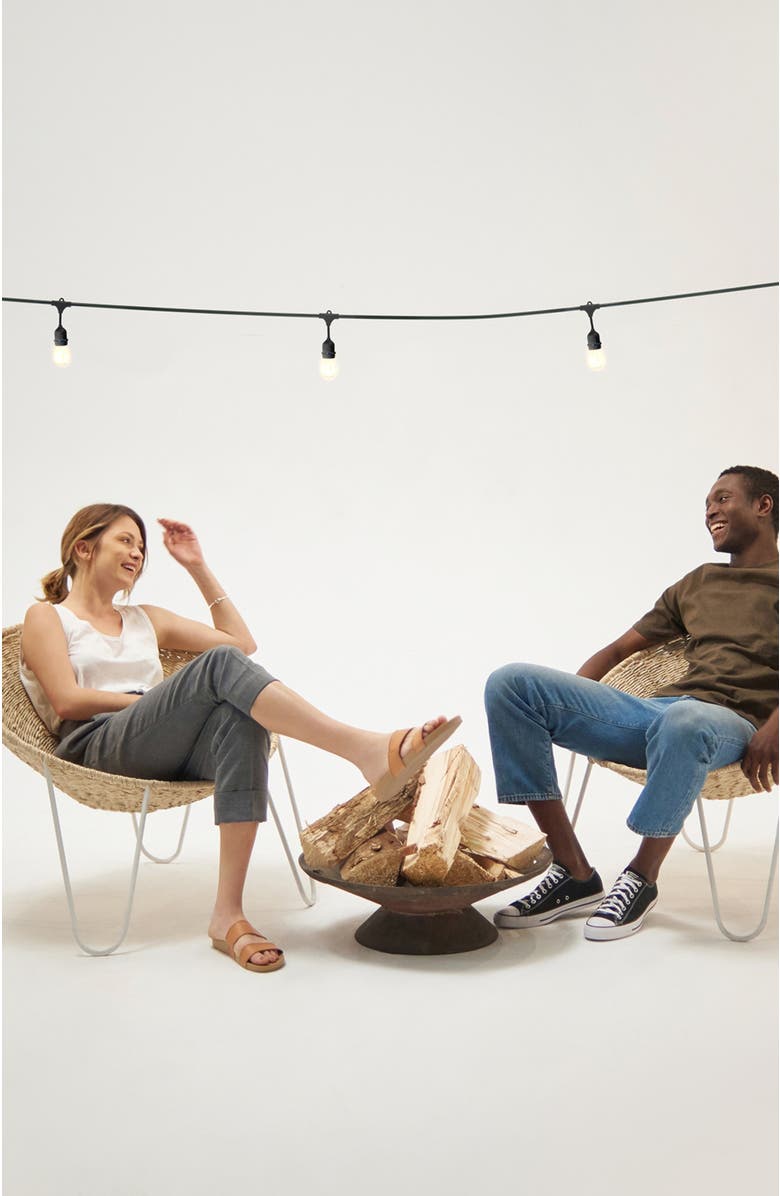 Brightech 24 ft or 48 ft, Plug‑In Heavy Duty Incandescent Glow Outdoor String Lights, Weatherproof Glass Bulbs, Alternate, color, 24 Ft 7 Bulbs | Warm White